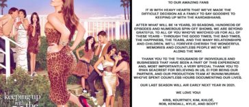The Kardashians announcing the end of Keeping Up with the Kardashians